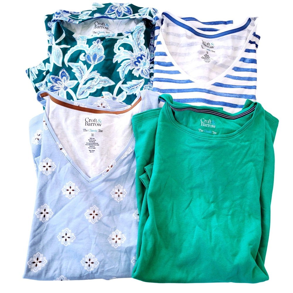 Croft & Barrow Lot of 4 The Classic Tee Womens 1X Cotton Short Sleeve Tops NWOT